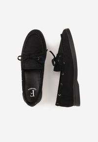 Born2be - Czarne Mokasyny Ozdobione Wiązaniem Fyrelerris. Okazja: na co dzień. Kolor: czarny. Materiał: jeans. Wzór: aplikacja. Styl: klasyczny, casual #3