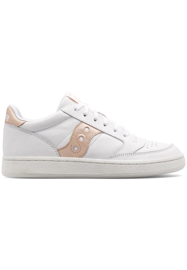 Buty damskie Saucony Jazz Court. Kolor: biały. Materiał: skóra. Szerokość cholewki: normalna. Sport: turystyka piesza