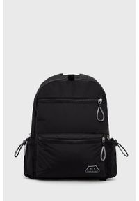 Armani Exchange plecak męski kolor czarny duży gładki. Kolor: czarny. Materiał: materiał. Wzór: gładki