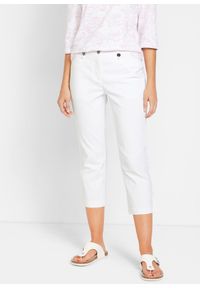 bonprix - Spodnie z bengaliny 7/8 z wygodną talią. Kolor: biały #1