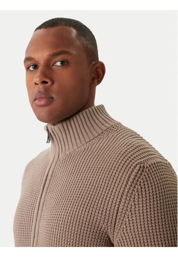 JOOP! Jeans Kardigan Hajoros 30047664 Beżowy Modern Fit. Kolor: beżowy. Materiał: bawełna