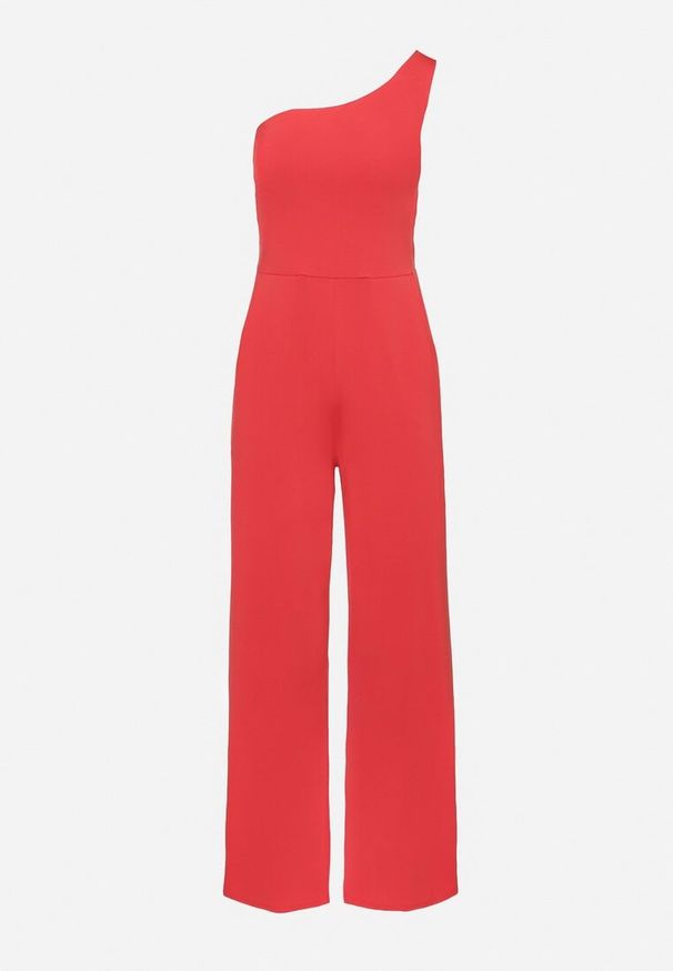 Born2be - Czerwony Asymetryczny Kombinezon na Jedno Ramię z Kieszeniami Efriele. Okazja: na randkę, na co dzień. Kolor: czerwony. Styl: casual