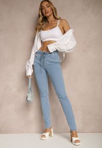 Renee - Jasnoniebieskie Jeansy z Bawełną Skinny ze Sznurkiem Gaviren. Okazja: na co dzień. Kolor: niebieski. Styl: casual #3