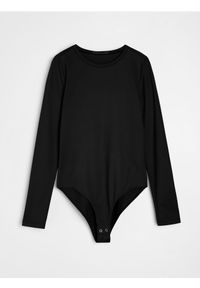 Sinsay - Body z długim rękawem - czarny. Kolor: czarny. Długość rękawa: długi rękaw. Długość: długie