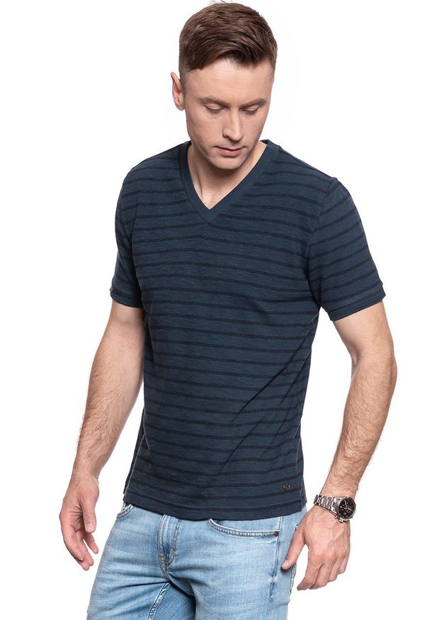 Mustang - MĘSKI T-SHIRT MUSTANG ALEX V STRIPE 1009954 11834