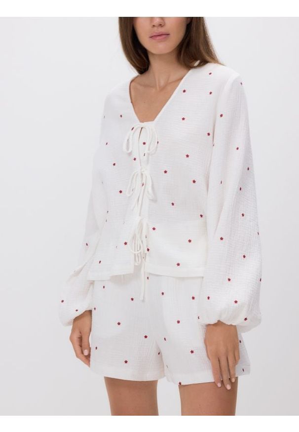 Reserved - Bluzka z wiązaniem z przodu - wielobarwny. Materiał: tkanina, bawełna