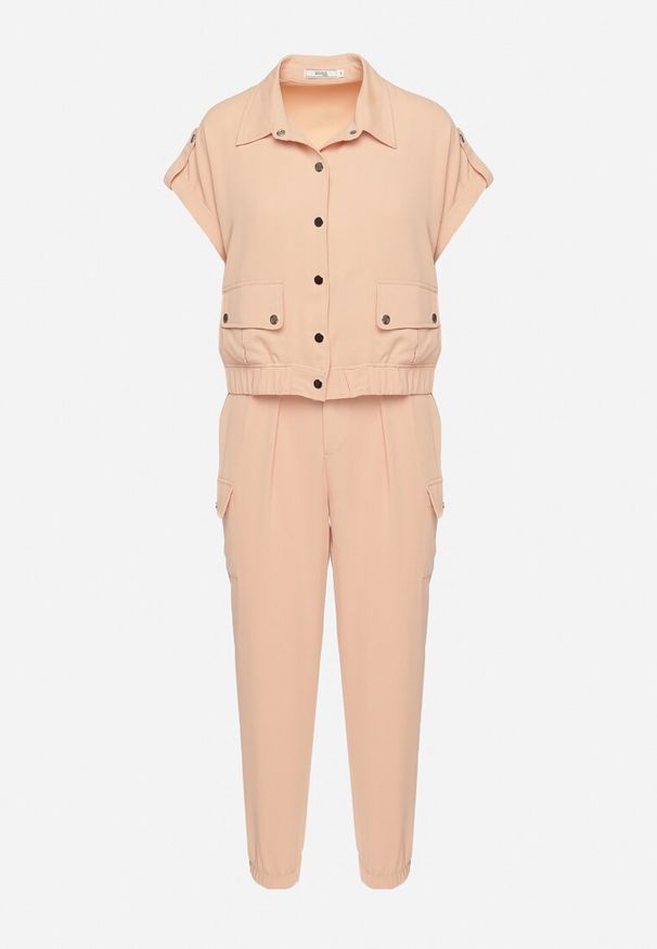 Born2be - Pomarańczowy Komplet 2-częściowy z Bluzką i Spodniami Arene. Kolor: pomarańczowy. Wzór: aplikacja