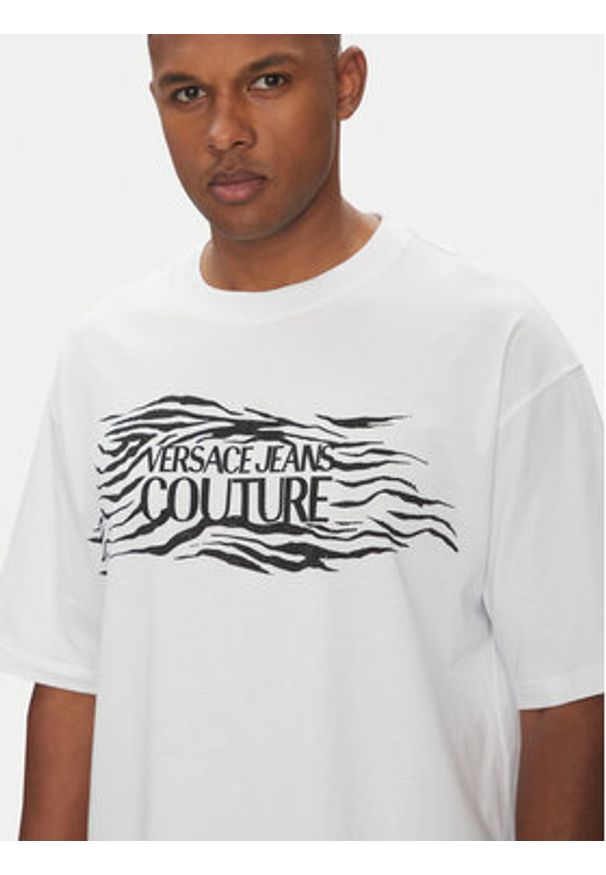Versace Jeans Couture T-Shirt 78GAH6L1 Biały Regular Fit. Kolor: biały. Materiał: bawełna