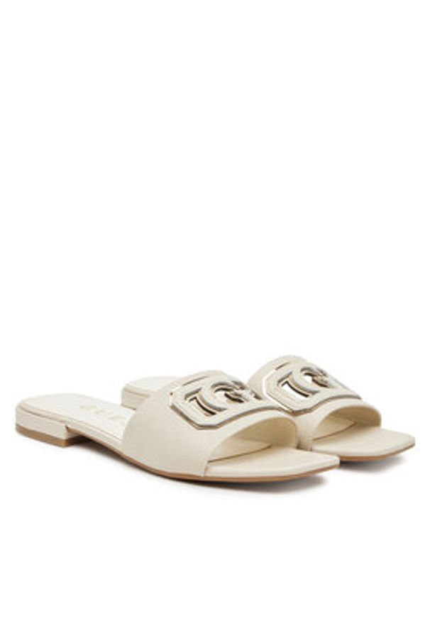 Guess Klapki FLJTAR LEA19 Écru. Materiał: skóra