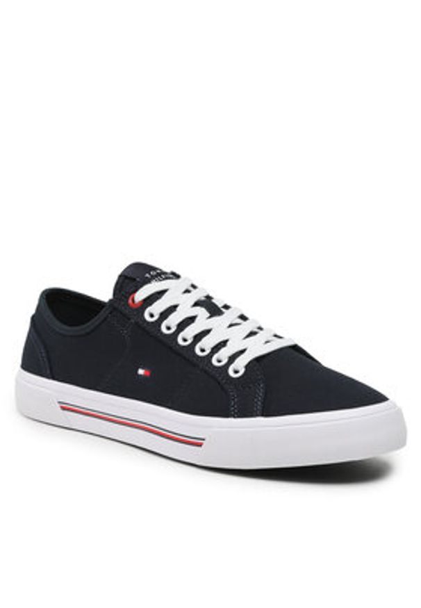 TOMMY HILFIGER - Tommy Hilfiger Tenisówki Core Corporate Vulc Canvas FM0FM04560 Granatowy. Kolor: niebieski. Materiał: materiał
