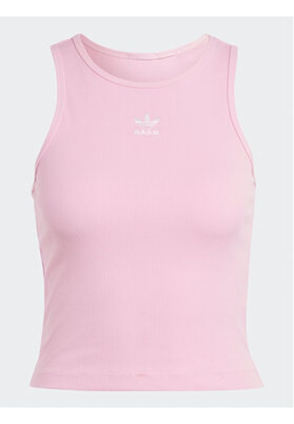 Adidas - adidas T-Shirt Adicolor Essentials Rib Tank Top IB9108 Różowy Slim Fit. Kolor: różowy. Materiał: bawełna