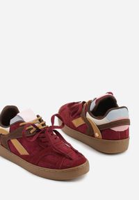 Born2be - Bordowe Sneakersy w Stylu Klasycznych Tenisówek z Podwójnym Sznurowaniem Livitta. Okazja: na co dzień, na spacer. Zapięcie: sznurówki. Kolor: czerwony. Materiał: jeans. Sport: turystyka piesza #3