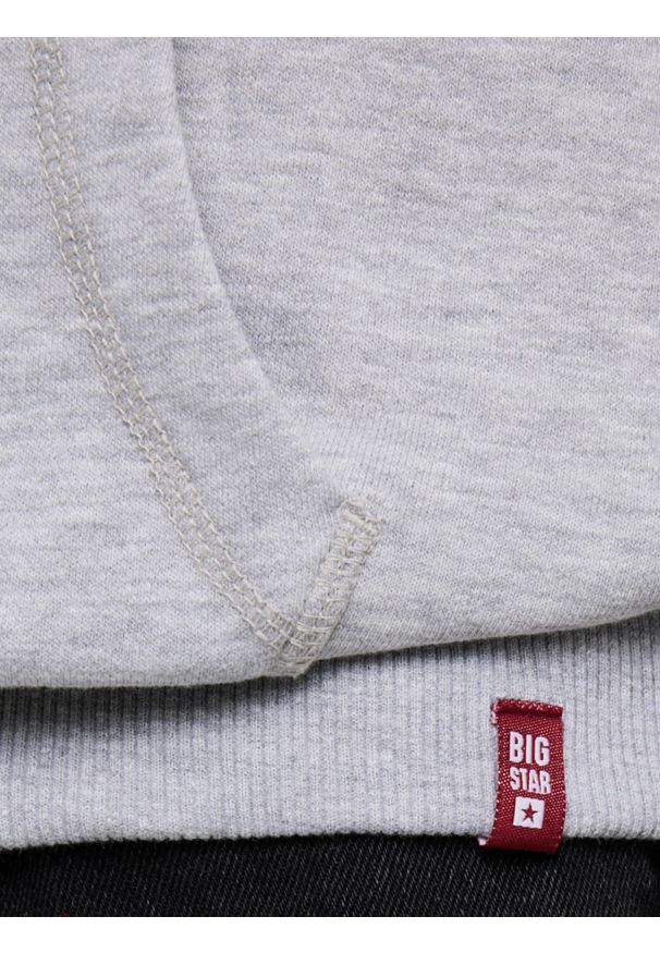 Big-Star - Bluza męska z kapturem szara Litson 901. Typ kołnierza: kaptur. Kolor: szary. Materiał: bawełna, żakard, poliester