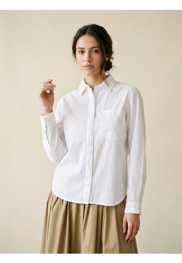 Sinsay - Koszula z długim rękawem - biały. Kolor: biały. Długość rękawa: długi rękaw. Długość: długie