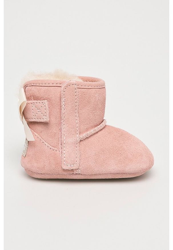 Ugg - UGG - Śniegowce dziecięce Jesse Bow II. Zapięcie: rzepy. Kolor: różowy. Materiał: wełna, guma