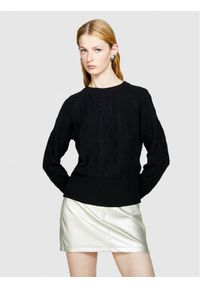 Sisley Sweter 17L3M103W Czarny Boxy Fit. Kolor: czarny. Materiał: wełna #1