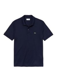 Koszulka Lacoste Cotton Shirt Regular Fit DH2050-166 - granatowa. Typ kołnierza: polo. Kolor: niebieski. Materiał: bawełna. Długość rękawa: krótki rękaw. Długość: krótkie. Wzór: aplikacja. Sezon: lato