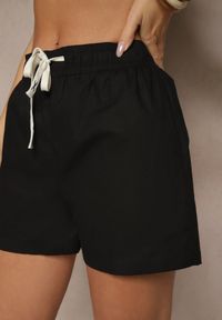 Renee - Czarne Szorty z Bawełny High Waist Elliorea. Okazja: na co dzień. Stan: podwyższony. Kolor: czarny. Materiał: bawełna. Styl: casual #4