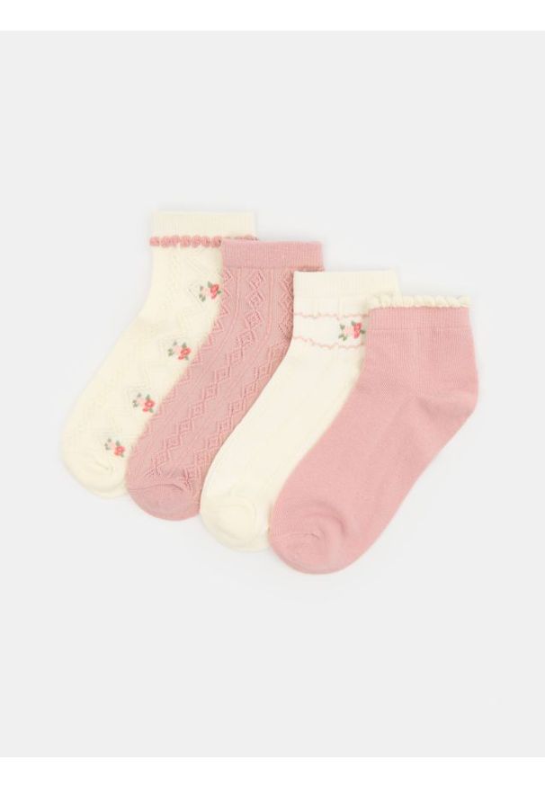 Sinsay - Skarpetki z motywem kwiatowym 4 pack - wielobarwny. Wzór: kwiaty