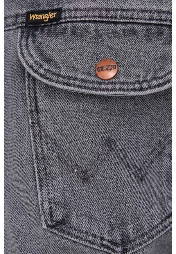 Wrangler kurtka jeansowa męska kolor szary przejściowa. Kolor: szary. Materiał: jeans