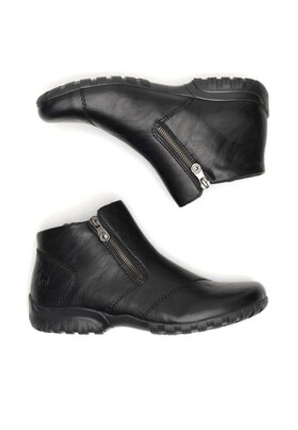 Rieker Botki L4663-01 Czarny. Kolor: czarny. Materiał: materiał