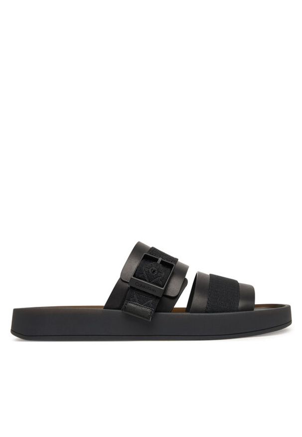 Calvin Klein Klapki Ergon Buckle Sandal Wb Lth Aop HM0HM02096 Czarny. Kolor: czarny. Materiał: skóra