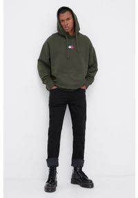 Tommy Jeans - Bluza bawełniana. Okazja: na co dzień. Kolor: zielony. Materiał: bawełna. Styl: casual
