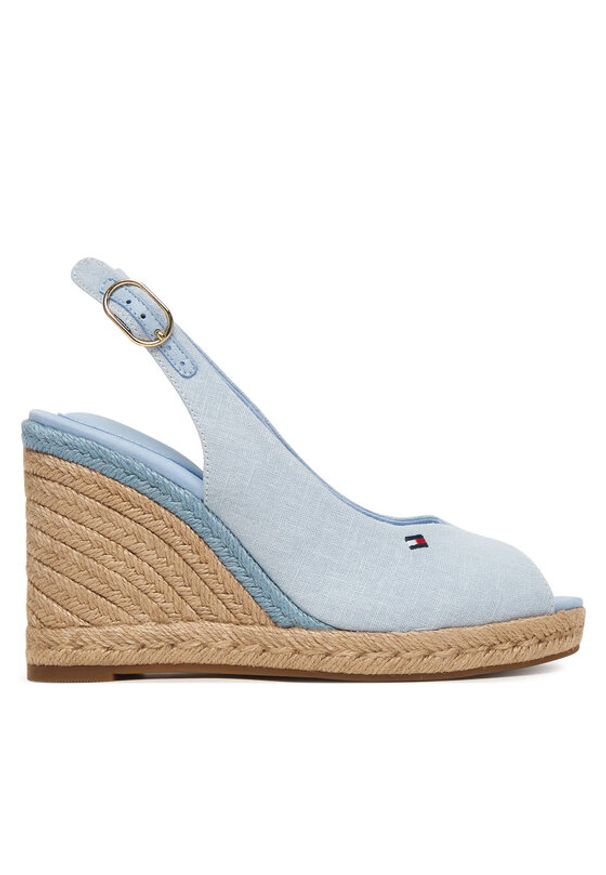 TOMMY HILFIGER - Tommy Hilfiger Espadryle Flag High Wedge Espad Slingback FW0FW09343 Błękitny. Kolor: niebieski. Materiał: materiał