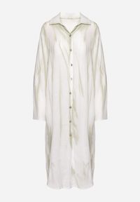 Born2be - Jasnozielona Sukienka Oversize o Koszulowym Fasonie Rarosa. Typ kołnierza: dekolt w serek. Kolor: zielony. Materiał: skóra. Typ sukienki: oversize, koszulowe. Styl: elegancki #4