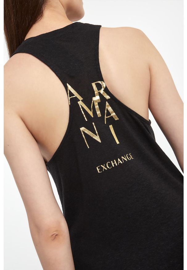 Armani Exchange - Top damski z lnem ARMANI EXCHANGE. Materiał: len