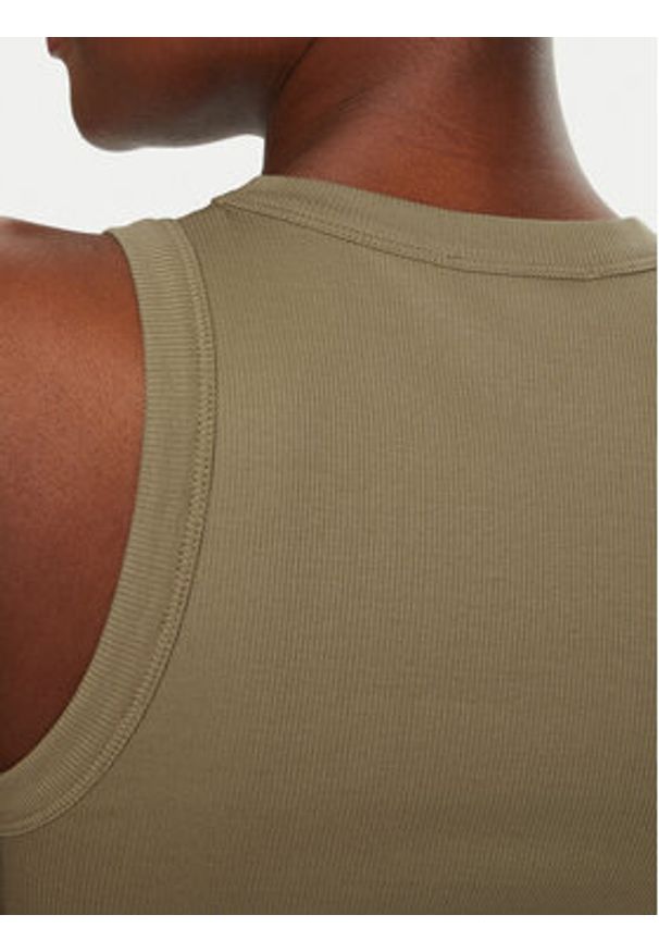 IVY & OAK - IVY OAK Top Klara IO1100X2350 Khaki Slim Fit. Kolor: brązowy. Materiał: bawełna