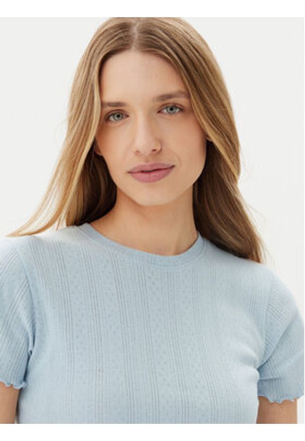 Pieces T-Shirt Fia 17155480 Błękitny Regular Fit. Kolor: niebieski. Materiał: syntetyk