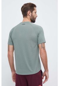 Under Armour t-shirt treningowy kolor zielony gładki. Kolor: zielony. Wzór: gładki #3