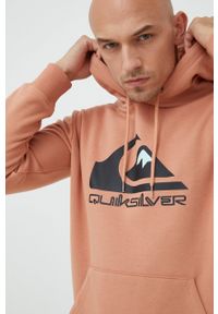 Quiksilver bluza męska kolor pomarańczowy z kapturem. Typ kołnierza: kaptur. Kolor: pomarańczowy. Materiał: dzianina. Wzór: nadruk #5