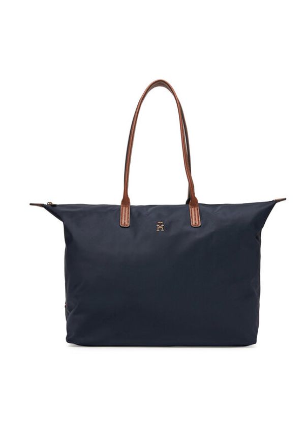 TOMMY HILFIGER - Tommy Hilfiger Torebka Popette Maxi Tote AW0AW17996 Granatowy. Kolor: niebieski. Materiał: skórzane