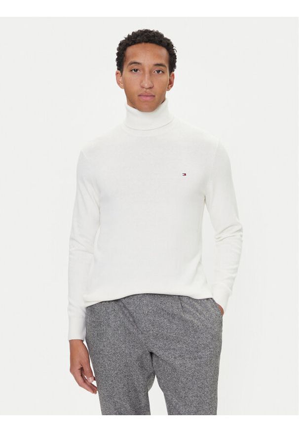 TOMMY HILFIGER - Tommy Hilfiger Golf MW0MW28048 Écru Regular Fit. Typ kołnierza: golf. Materiał: bawełna