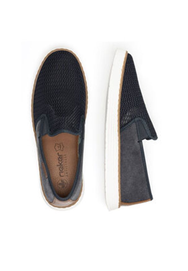 Rieker Półbuty B2265-14 Niebieski. Kolor: niebieski. Materiał: materiał