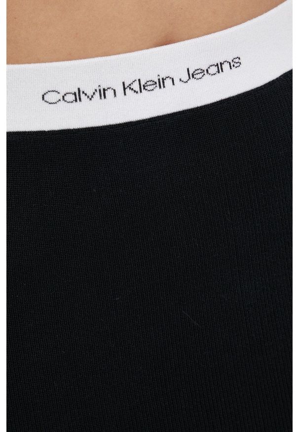 Calvin Klein Jeans spódnica kolor czarny mini prosta. Okazja: na co dzień. Kolor: czarny. Materiał: dzianina. Styl: casual