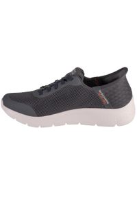 skechers - Buty sportowe Sneakersy męskie, Slip-Ins: Go Walk Flex - Hands Up. Kolor: szary. Materiał: materiał, syntetyk. Sport: turystyka piesza