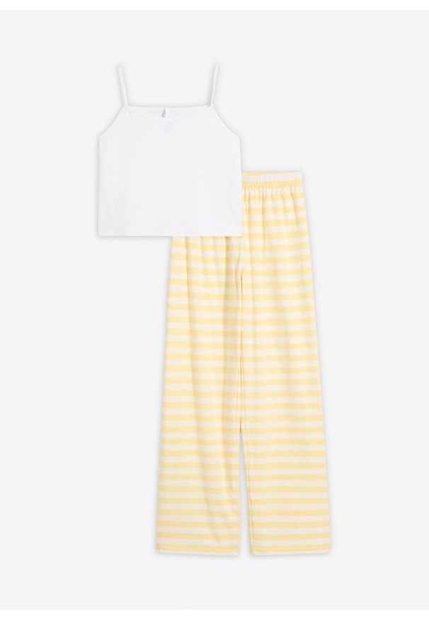 bonprix - Piżama z miękkiej bawełny. Kolor: żółty. Materiał: bawełna