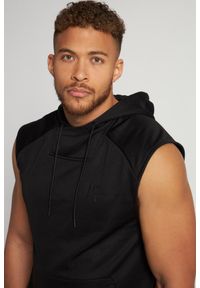 JAY-PI - Męska Koszulka z kapturem Odzież dla aktywnych QuickDry. Typ kołnierza: kaptur. Kolekcja: plus size. Kolor: czarny. Materiał: poliester, materiał
