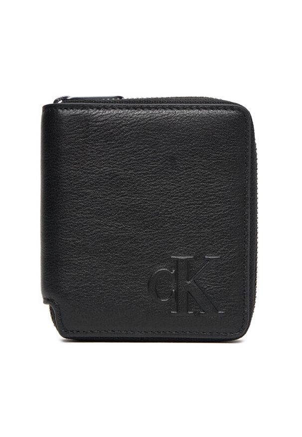 Calvin Klein Mały Portfel Męski Ck Zip Billfold LV04D1077G Czarny. Kolor: czarny. Materiał: skóra