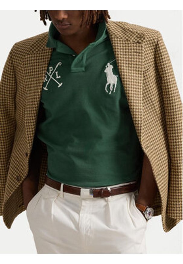 Polo Ralph Lauren Polo 710978082001 Zielony Custom Slim Fit. Typ kołnierza: polo. Kolor: zielony. Materiał: bawełna