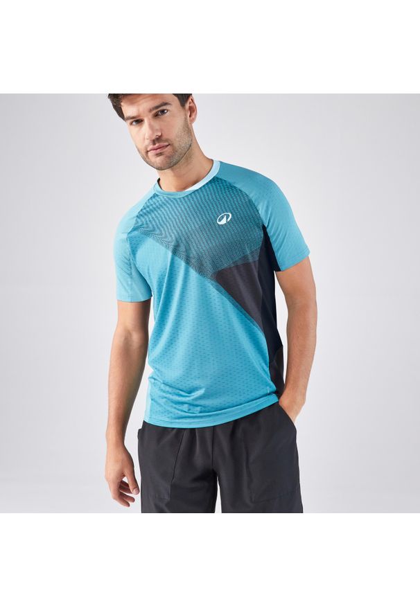 KUIKMA - Koszulka do padla z krótkim rękawem męska Kuikma 900. Kolor: czarny, niebieski, wielokolorowy. Materiał: poliester, materiał, elastan. Długość rękawa: krótki rękaw. Długość: krótkie