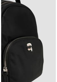 Karl Lagerfeld - KARL LAGERFELD Czarny mały plecak damski Ikon Nylon. Kolor: czarny. Materiał: nylon. Wzór: aplikacja. Styl: casual, elegancki #2