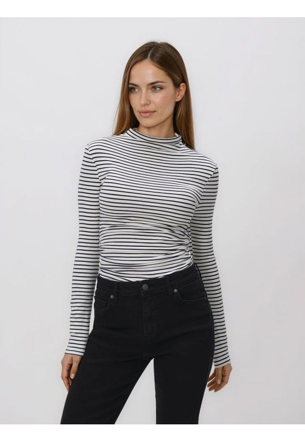 Reserved - Longsleeve z marszczeniami - wielobarwny. Materiał: dzianina. Długość rękawa: długi rękaw