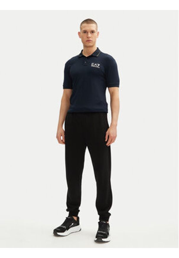 EA7 Emporio Armani Polo 7M000300 AF13739 UB102 Granatowy Slim Fit. Typ kołnierza: polo. Kolor: niebieski. Materiał: wiskoza