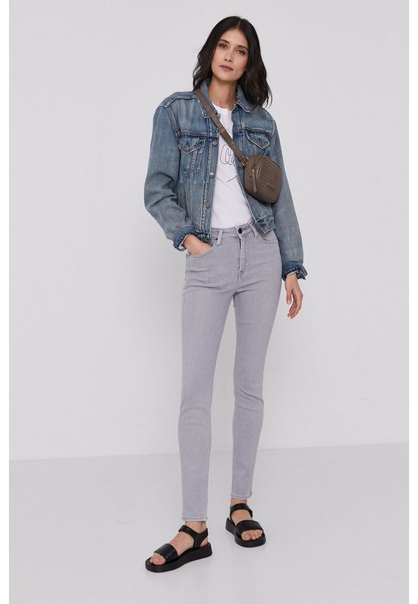 Lee jeansy Scarlett High Light Grey damskie high waist. Stan: podwyższony. Kolor: szary