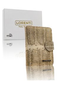 LORENTI - Portfel wężowy Lorenti [DH] 76115-SK beżowy. Kolor: beżowy. Wzór: aplikacja #1