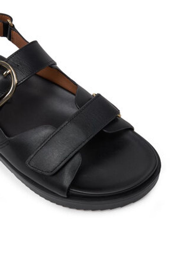 TOMMY HILFIGER - Tommy Hilfiger Sandały Leather Sporty Sandal FW0FW08799 Czarny. Kolor: czarny. Materiał: skóra. Styl: sportowy